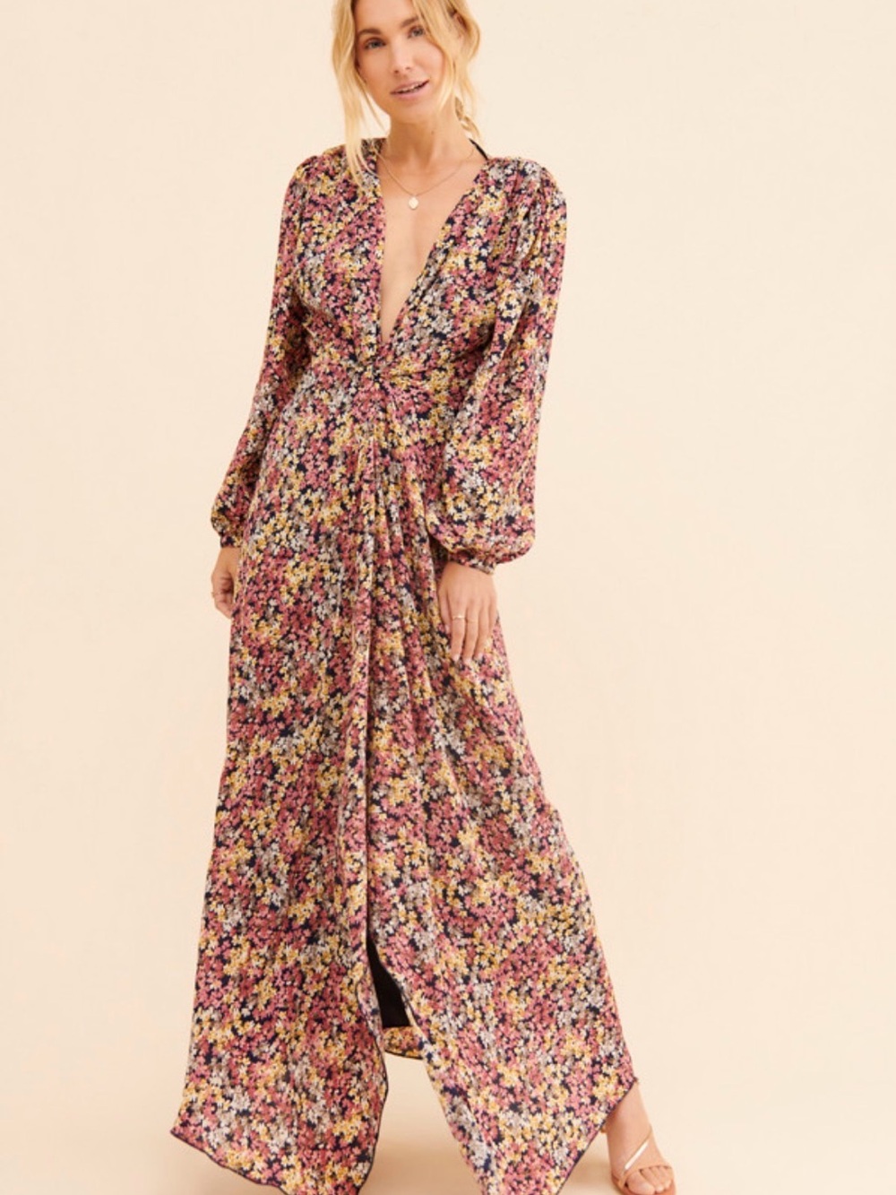 En Elly | Anthropologie | Draped Floral Maxi Dress
